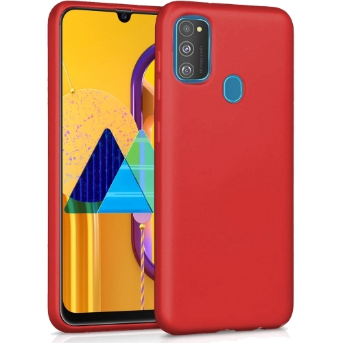 Samsung Galaxy M30s Kılıf İnce Soft Mat Renkli Esnek Silikon Kapak - Kırmızı