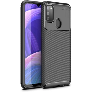 Samsung Galaxy M30s Kılıf Silikon Parmak İzi Bırakmayan Karbon Soft Negro Kapak - Siyah