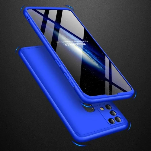 Samsung Galaxy M31 Kılıf 3 Parçalı 360 Korumalı Lens Koruyuculu Rubber AYS Kapak  - Mavi