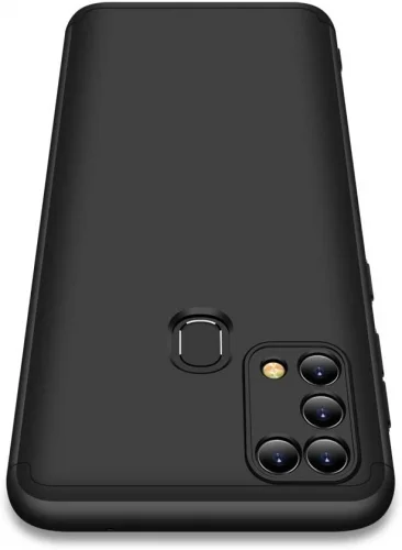 Samsung Galaxy M31 Kılıf 3 Parçalı 360 Korumalı Lens Koruyuculu Rubber AYS Kapak  - Siyah