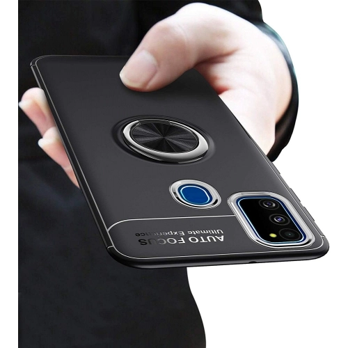 Samsung Galaxy M31 Kılıf Renkli Silikon Yüzüklü Standlı Auto Focus Ravel Kapak - Rose Gold