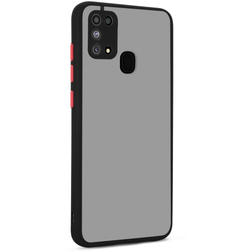 Samsung Galaxy M31 Kılıf Kamera Korumalı Arkası Şeffaf Mat Silikon Kapak - Siyah