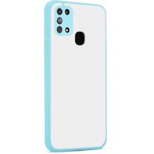 Samsung Galaxy M31 Kılıf Kamera Korumalı Arkası Şeffaf Mat Silikon Kapak - Turkuaz