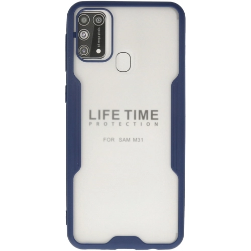 Samsung Galaxy M31 Kılıf Renkli Silikon Kamera Lens Korumalı Şeffaf Parfe Kapak - Lacivert