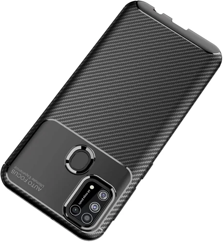 Samsung Galaxy M31 Kılıf Karbon Serisi Mat Fiber Silikon Negro Kapak - Lacivert