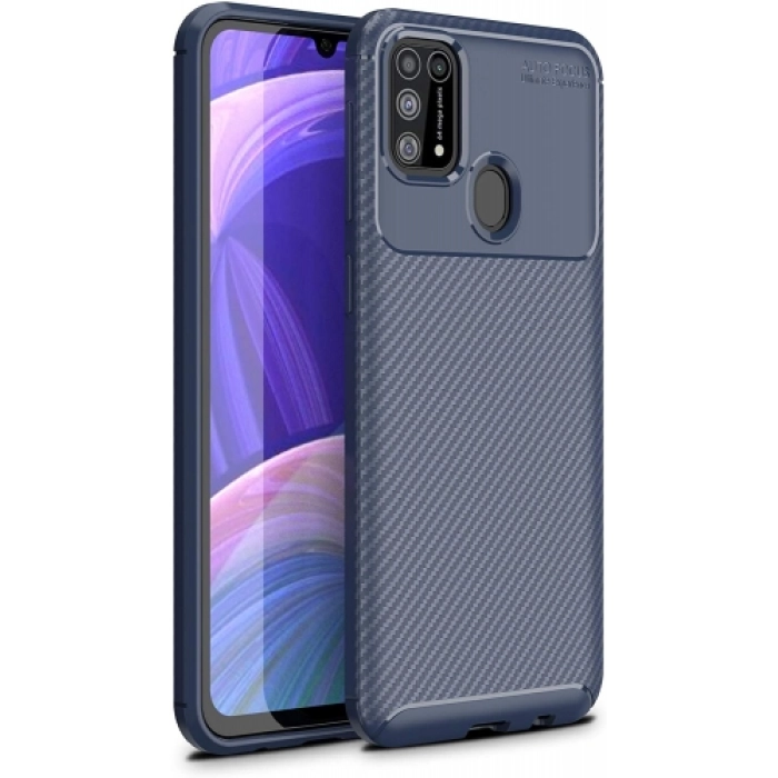 Samsung Galaxy M31 Kılıf Silikon Parmak İzi Bırakmayan Karbon Soft Negro Kapak - Lacivert