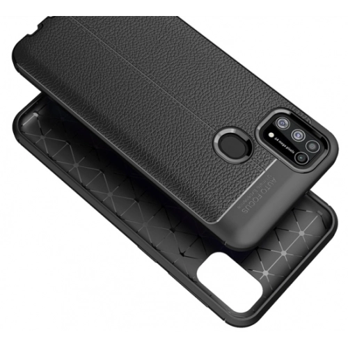 Samsung Galaxy M31 Kılıf Deri Görünümlü Lüks Parmak İzi Bırakmaz Niss Silikon Kapak - Lacivert