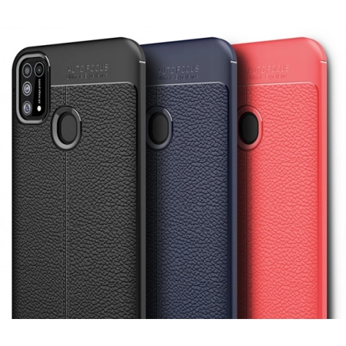 Samsung Galaxy M31 Kılıf Deri Görünümlü Lüks Parmak İzi Bırakmaz Niss Silikon Kapak - Lacivert