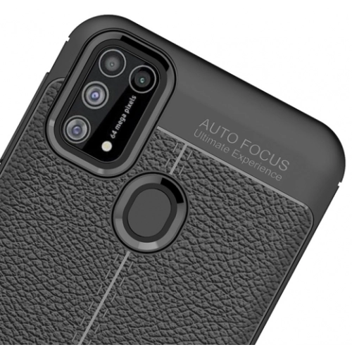Samsung Galaxy M31 Kılıf Deri Görünümlü Lüks Parmak İzi Bırakmaz Niss Silikon Kapak - Siyah
