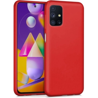 Samsung Galaxy M31s Kılıf İnce Soft Mat Renkli Esnek Silikon Kapak - Kırmızı