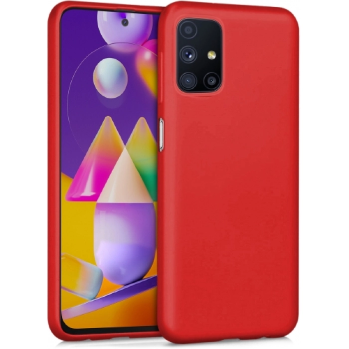 Samsung Galaxy M31s Kılıf İnce Soft Mat Renkli Esnek Silikon Kapak - Kırmızı