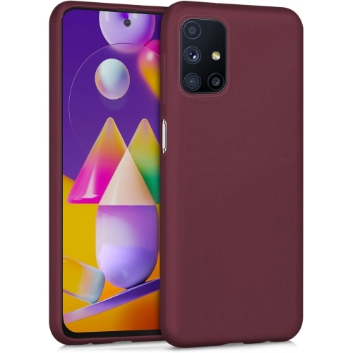 Samsung Galaxy M31s Kılıf İnce Soft Mat Renkli Esnek Silikon Kapak - Mürdüm