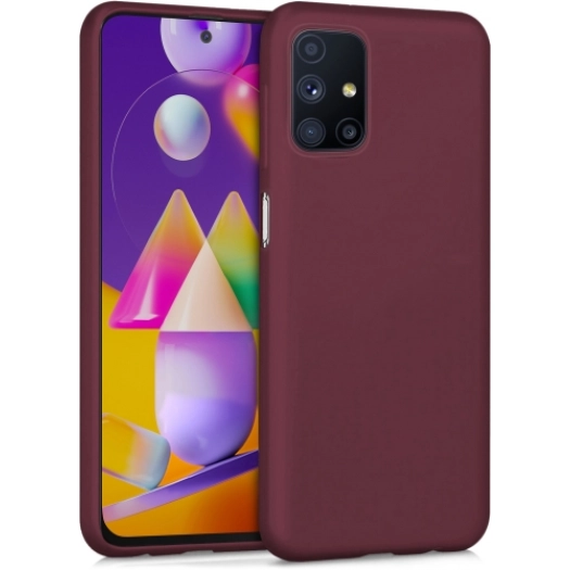 Samsung Galaxy M31s Kılıf İnce Soft Mat Renkli Esnek Silikon Kapak - Mürdüm
