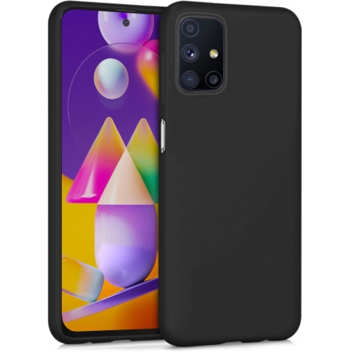 Samsung Galaxy M31s Kılıf İnce Soft Mat Renkli Esnek Silikon Kapak - Siyah