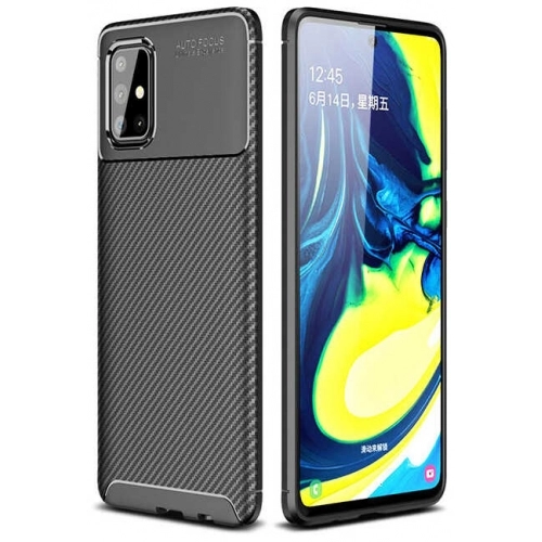 Samsung Galaxy M31s Kılıf Silikon Parmak İzi Bırakmayan Karbon Soft Negro Kapak - Siyah