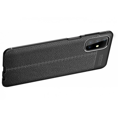 Samsung Galaxy M31s Kılıf Deri Görünümlü Lüks Parmak İzi Bırakmaz Niss Silikon Kapak - Lacivert