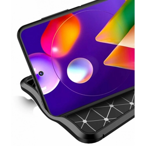 Samsung Galaxy M31s Kılıf Deri Görünümlü Lüks Parmak İzi Bırakmaz Niss Silikon Kapak - Siyah