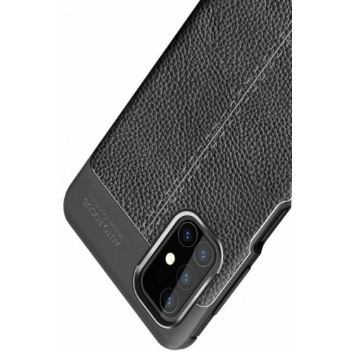 Samsung Galaxy M31s Kılıf Deri Görünümlü Lüks Parmak İzi Bırakmaz Niss Silikon Kapak - Siyah