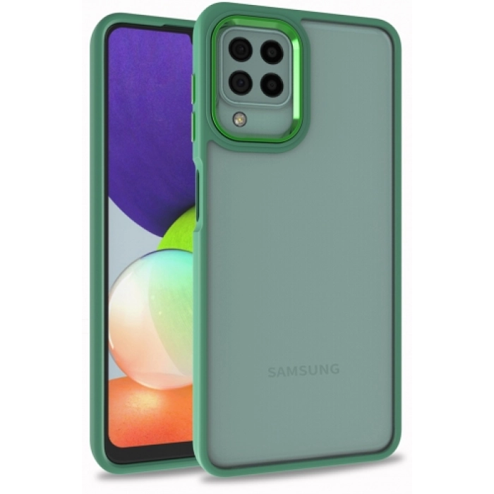 Samsung Galaxy M32 Kılıf Electro Silikon Renkli Flora Kapak - Yeşil