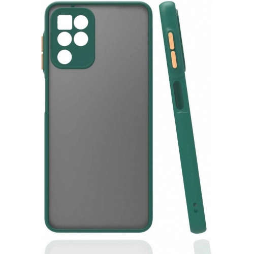 Samsung Galaxy M32 Kılıf Kamera Korumalı Arkası Şeffaf Mat Silikon Kapak - Koyu Yeşil