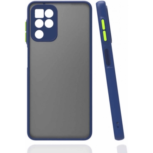 Samsung Galaxy M32 Kılıf Kamera Korumalı Arkası Şeffaf Mat Silikon Kapak - Lacivert