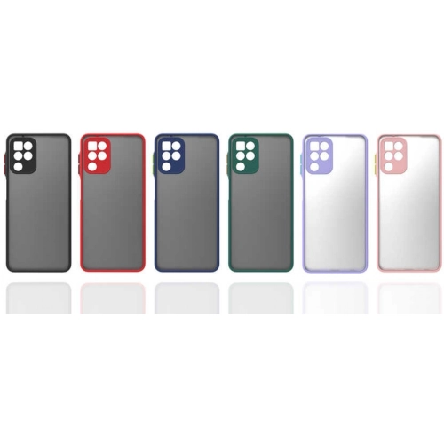 Samsung Galaxy M32 Kılıf Kamera Korumalı Arkası Şeffaf Mat Silikon Kapak - Siyah