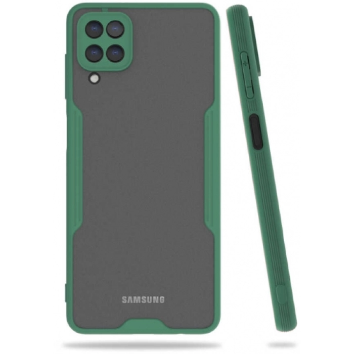 Samsung Galaxy M32 Kılıf Renkli Silikon Kamera Lens Korumalı Şeffaf Parfe Kapak - Yeşil