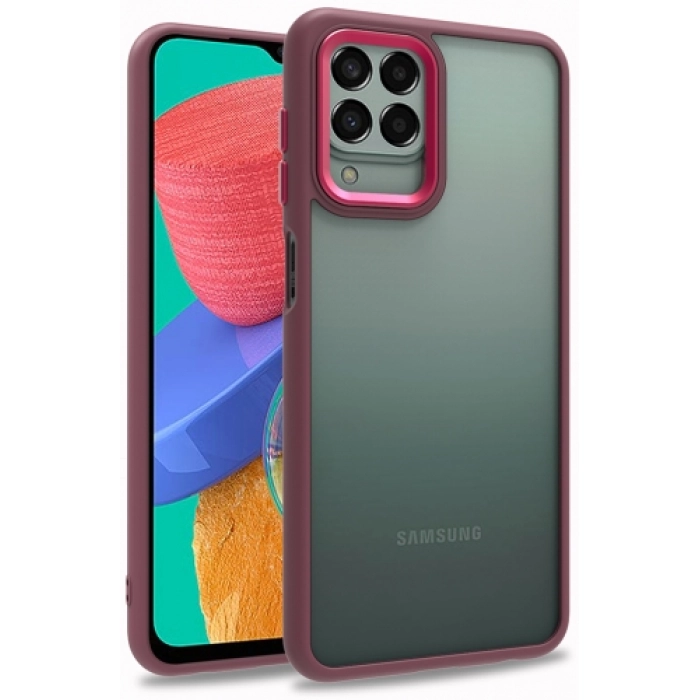 Samsung Galaxy M33 5G Kılıf Electro Silikon Renkli Flora Kapak - Kırmızı