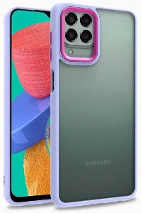 Samsung Galaxy M33 5G Kılıf Electro Silikon Renkli Flora Kapak - Lila