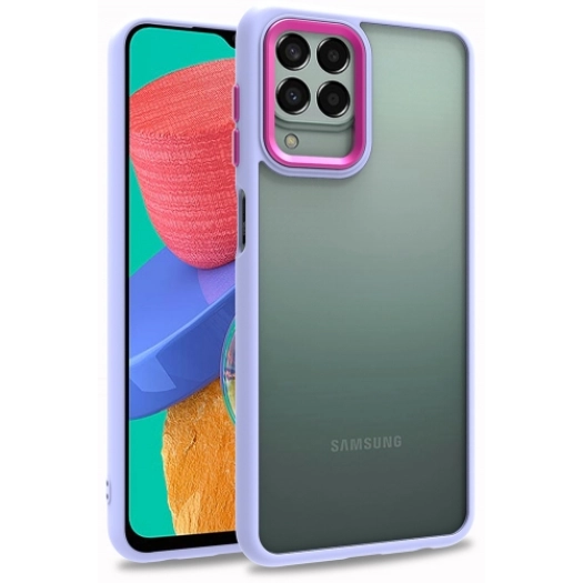 Samsung Galaxy M33 5G Kılıf Electro Silikon Renkli Flora Kapak - Lila