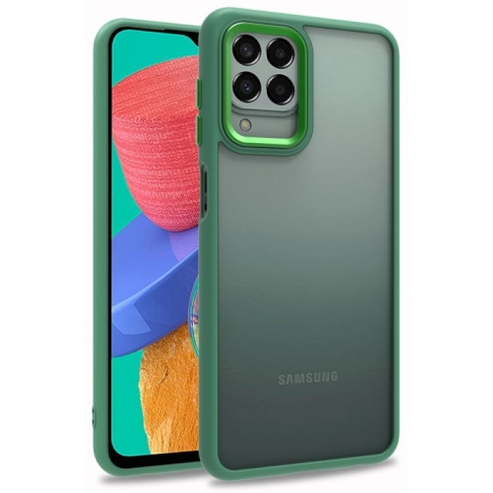 Samsung Galaxy M33 5G Kılıf Electro Silikon Renkli Flora Kapak - Yeşil