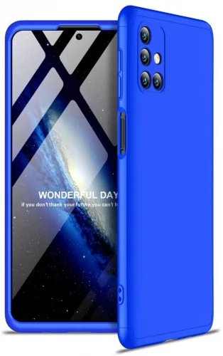 Samsung Galaxy M51 Kılıf 3 Parçalı 360 Tam Korumalı Rubber AYS Kapak - Mavi