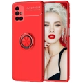 Samsung Galaxy M51 Kılıf Renkli Silikon Yüzüklü Standlı Auto Focus Ravel Kapak - Kırmızı