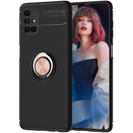 Samsung Galaxy M51 Kılıf Renkli Silikon Yüzüklü Standlı Auto Focus Ravel Kapak - Rose Gold