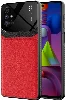 Samsung Galaxy M51 Kılıf Deri Görünümlü Emiks Kapak - Kırmızı