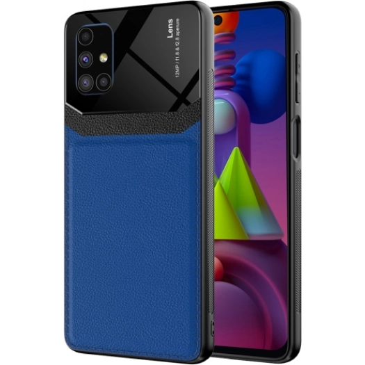 Samsung Galaxy M51 Kılıf Deri Görünümlü Emiks Kapak - Mavi