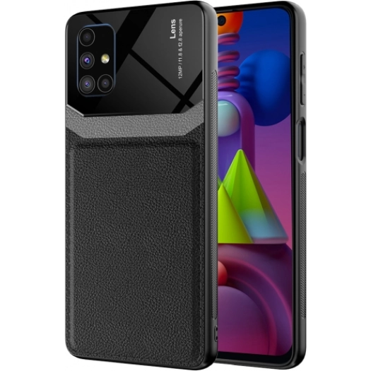 Samsung Galaxy M51 Kılıf Deri Görünümlü Emiks Kapak - Siyah