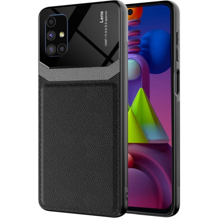 Samsung Galaxy M51 Kılıf Deri Görünümlü Emiks Kapak - Siyah