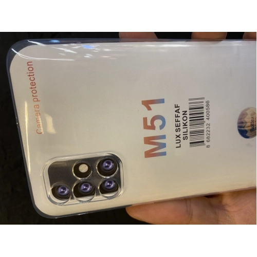 Samsung Galaxy M51 Kılıf Kamera Korumalı Esnek Silikon Kapak - Şeffaf