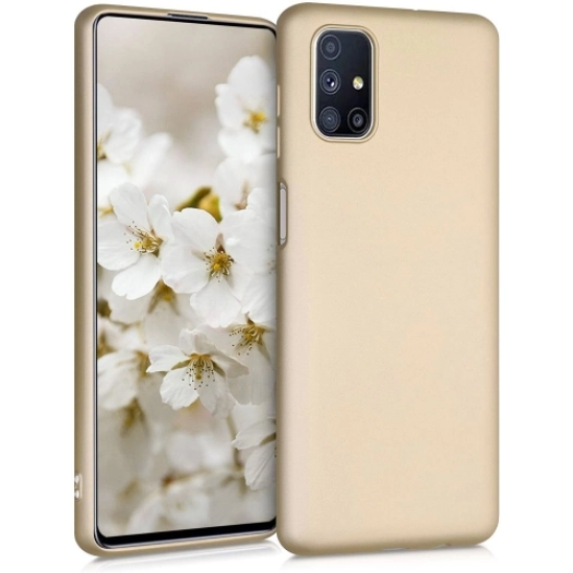 Samsung Galaxy M51 Kılıf İnce Soft Mat Renkli Esnek Silikon Kapak - Gold
