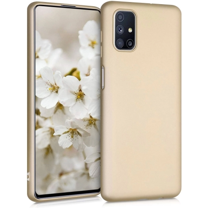 Samsung Galaxy M51 Kılıf İnce Soft Mat Renkli Esnek Silikon Kapak - Gold