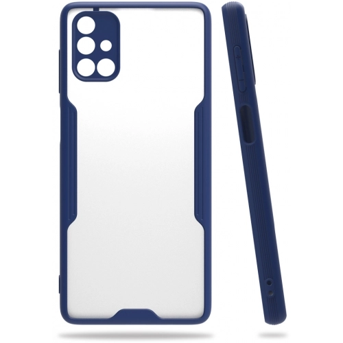 Samsung Galaxy M51 Kılıf Renkli Silikon Kamera Lens Korumalı Şeffaf Parfe Kapak - Lacivert