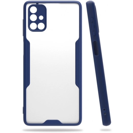 Samsung Galaxy M51 Kılıf Renkli Silikon Kamera Lens Korumalı Şeffaf Parfe Kapak - Lacivert