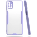 Samsung Galaxy M51 Kılıf Renkli Silikon Kamera Lens Korumalı Şeffaf Parfe Kapak - Lila