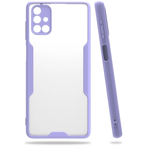 Samsung Galaxy M51 Kılıf Renkli Silikon Kamera Lens Korumalı Şeffaf Parfe Kapak - Lila