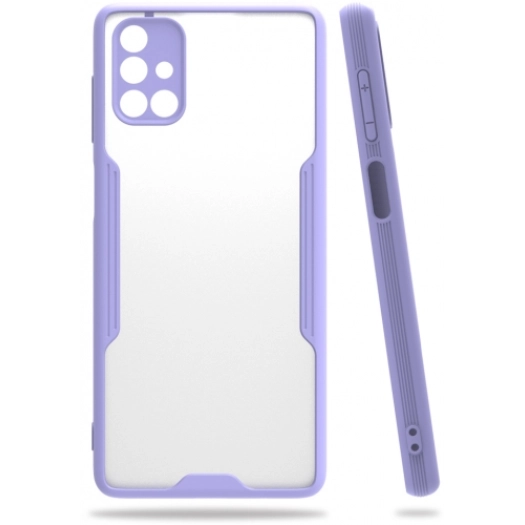 Samsung Galaxy M51 Kılıf Renkli Silikon Kamera Lens Korumalı Şeffaf Parfe Kapak - Lila