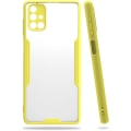 Samsung Galaxy M51 Kılıf Renkli Silikon Kamera Lens Korumalı Şeffaf Parfe Kapak - Sarı