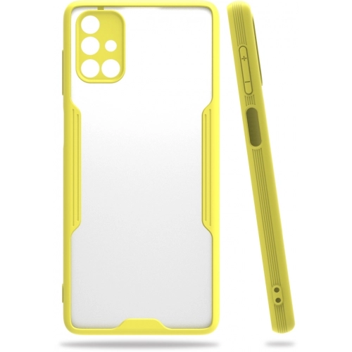 Samsung Galaxy M51 Kılıf Renkli Silikon Kamera Lens Korumalı Şeffaf Parfe Kapak - Sarı