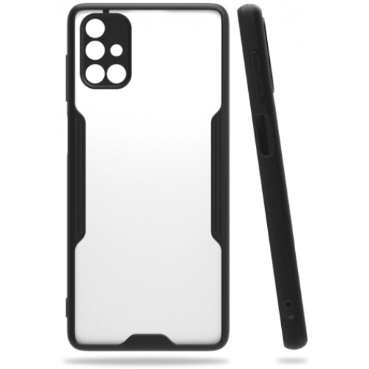 Samsung Galaxy M51 Kılıf Renkli Silikon Kamera Lens Korumalı Şeffaf Parfe Kapak - Siyah