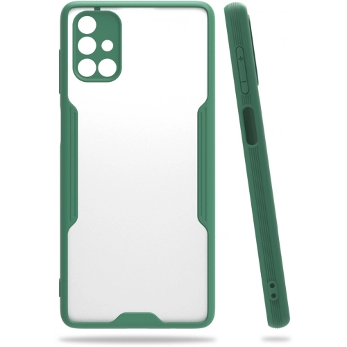Samsung Galaxy M51 Kılıf Renkli Silikon Kamera Lens Korumalı Şeffaf Parfe Kapak - Yeşil